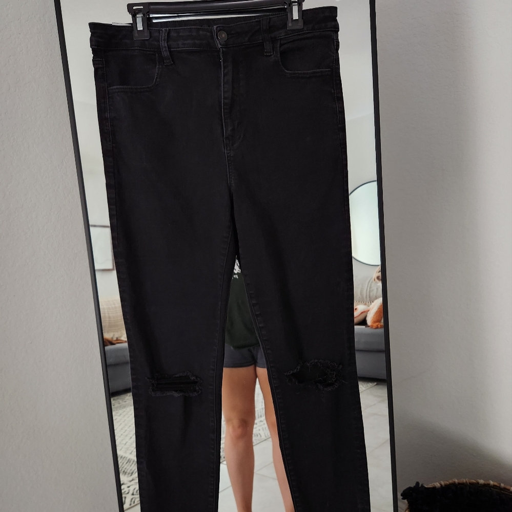 American eagle black ripped jeans
